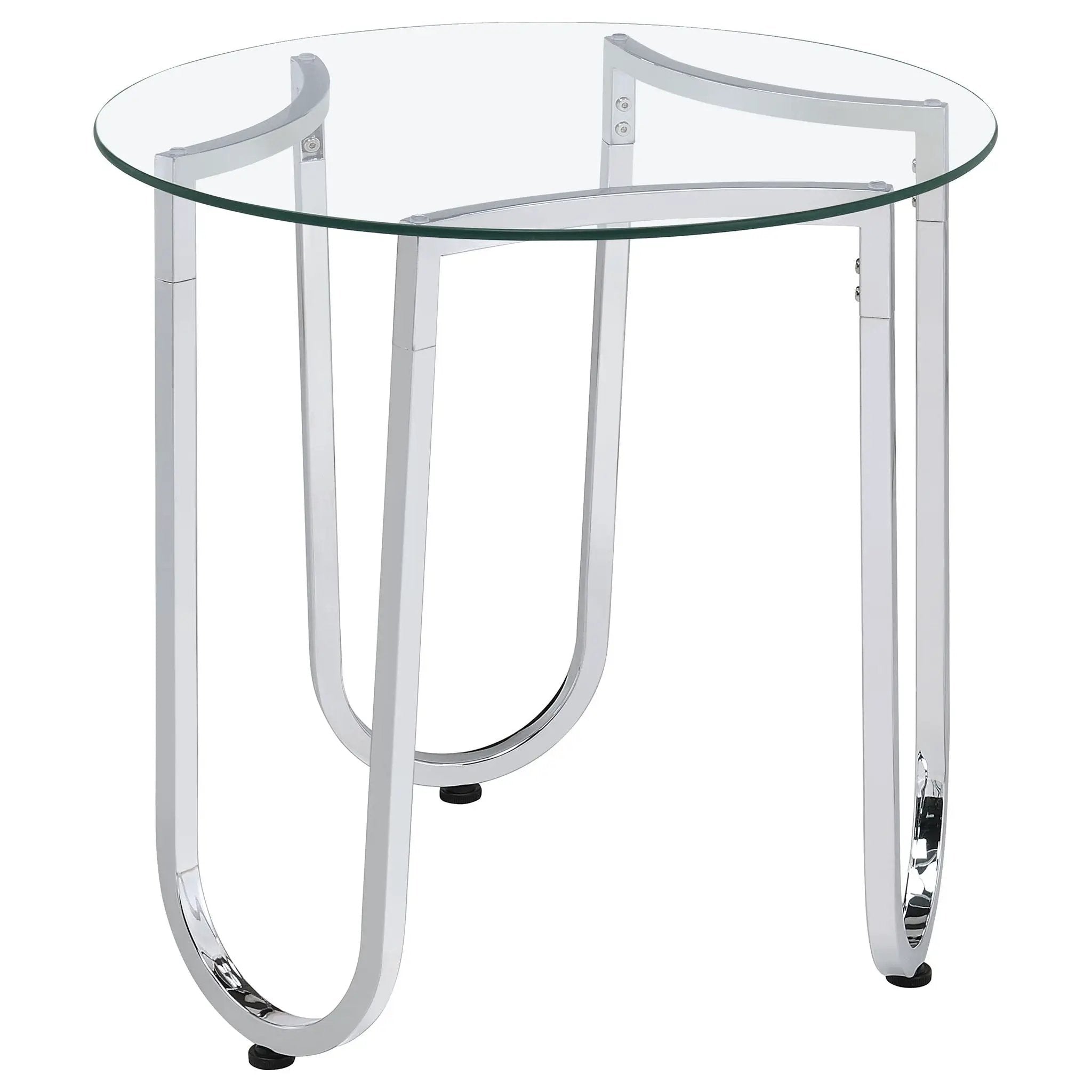 Beller 2-piece Round Tempered Glass Top Coffee Table Set Chrome by Unique Piece Furniture