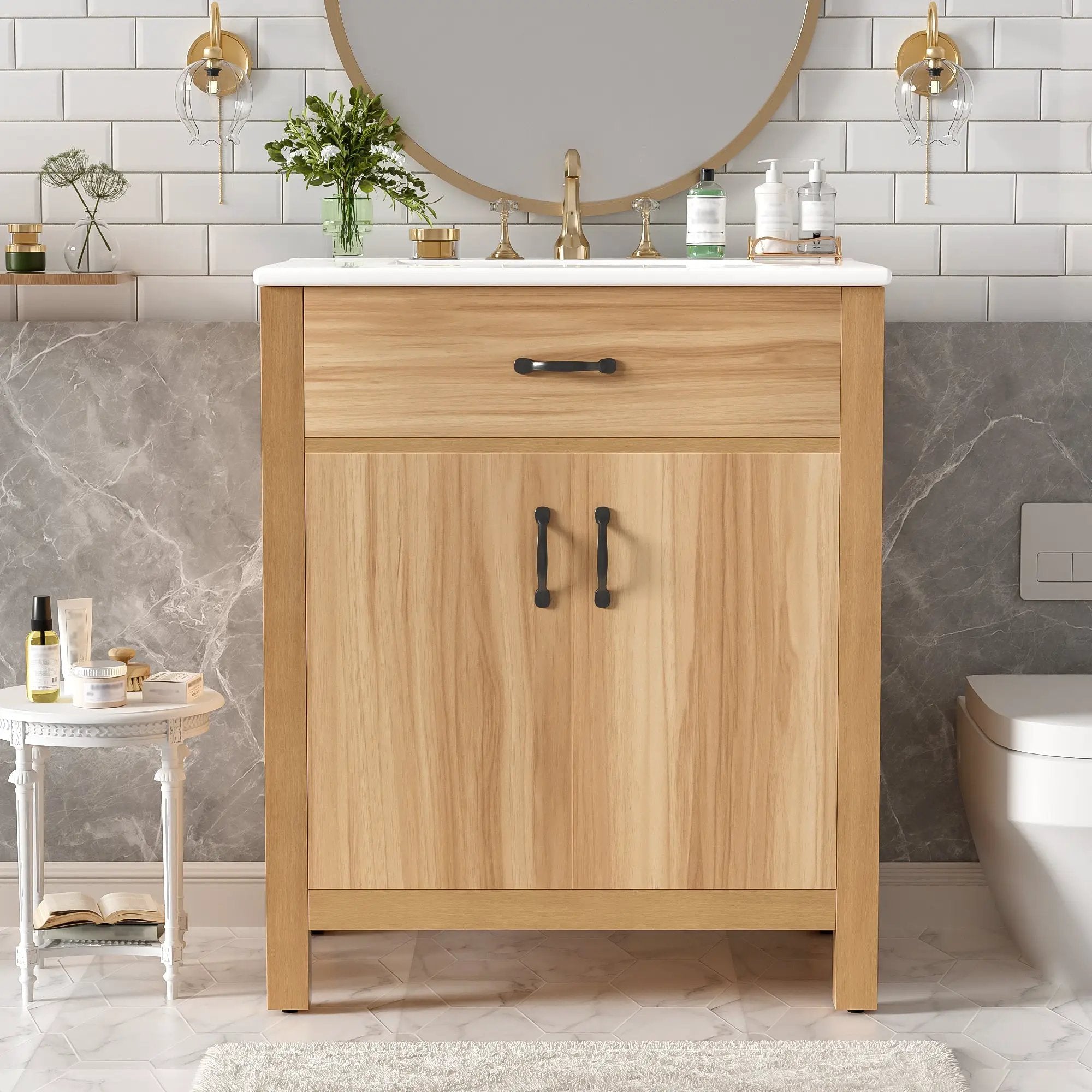 30" Wood Bathroom Vanity with Solid Wood Frame by HouseOfZazla