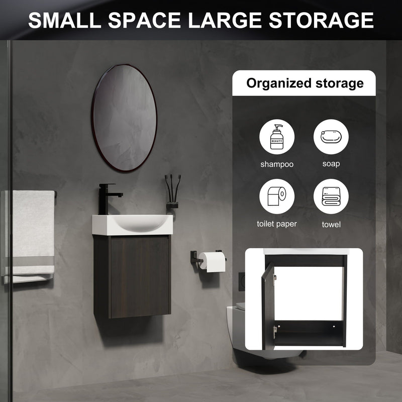 Modern Bathroom Vanity With Ceramic Basin, Wall Mounted Floating Sink Combo, Storage Cabinet by HouseOfZazla