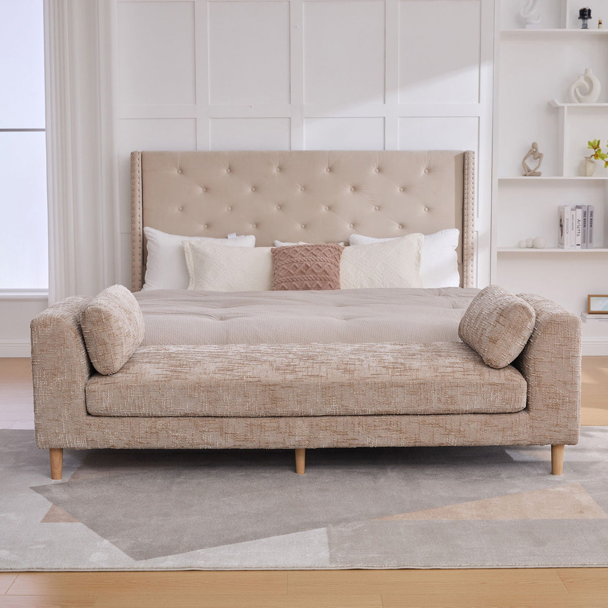 Modern Upholstered End Of Bed Bench With Armrests, photo 18 of 19