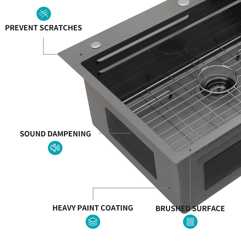 Waterfall Kitchen Sink With Pull Out Faucet & Cup Washer by HouseOfZazla
