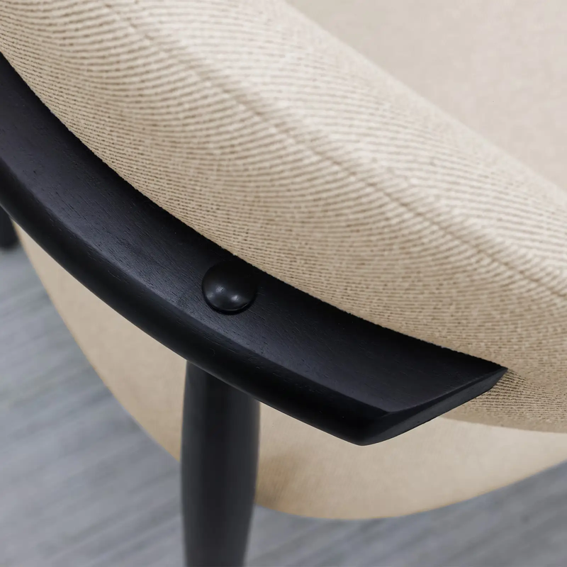 Beige Cotton-Linen Fabric Upholstered Dining Chair by HouseOfZazla