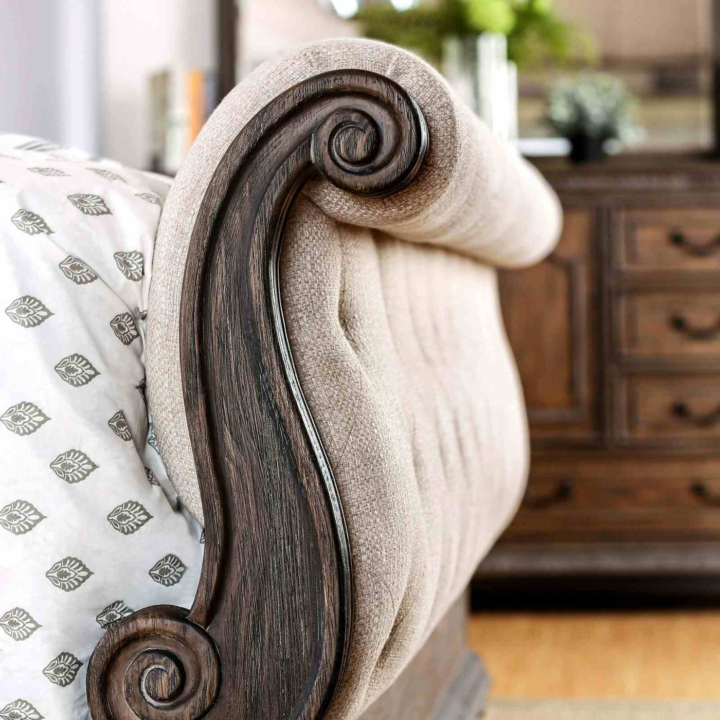 Sleigh Bed With Button Tufted Fabric Headboard And Footboard by Unique Piece Furniture