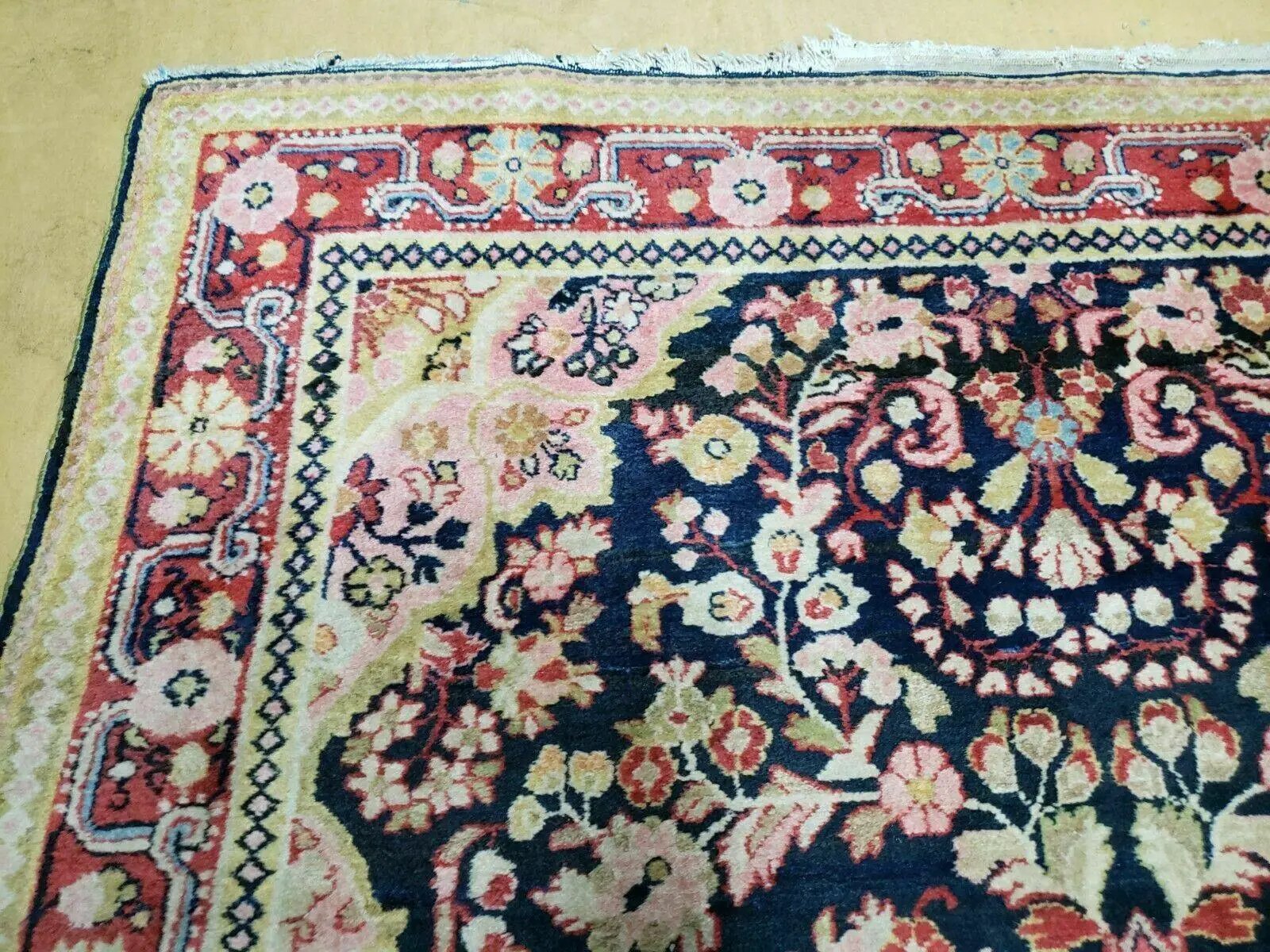 4' X 6' Antique Handmade India Floral Oriental Wool Rug Carpet Organic Blue by Jewel Rugs