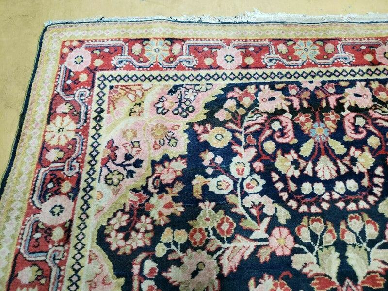 4' X 6' Antique Handmade India Floral Oriental Wool Rug Carpet Organic Blue by Jewel Rugs