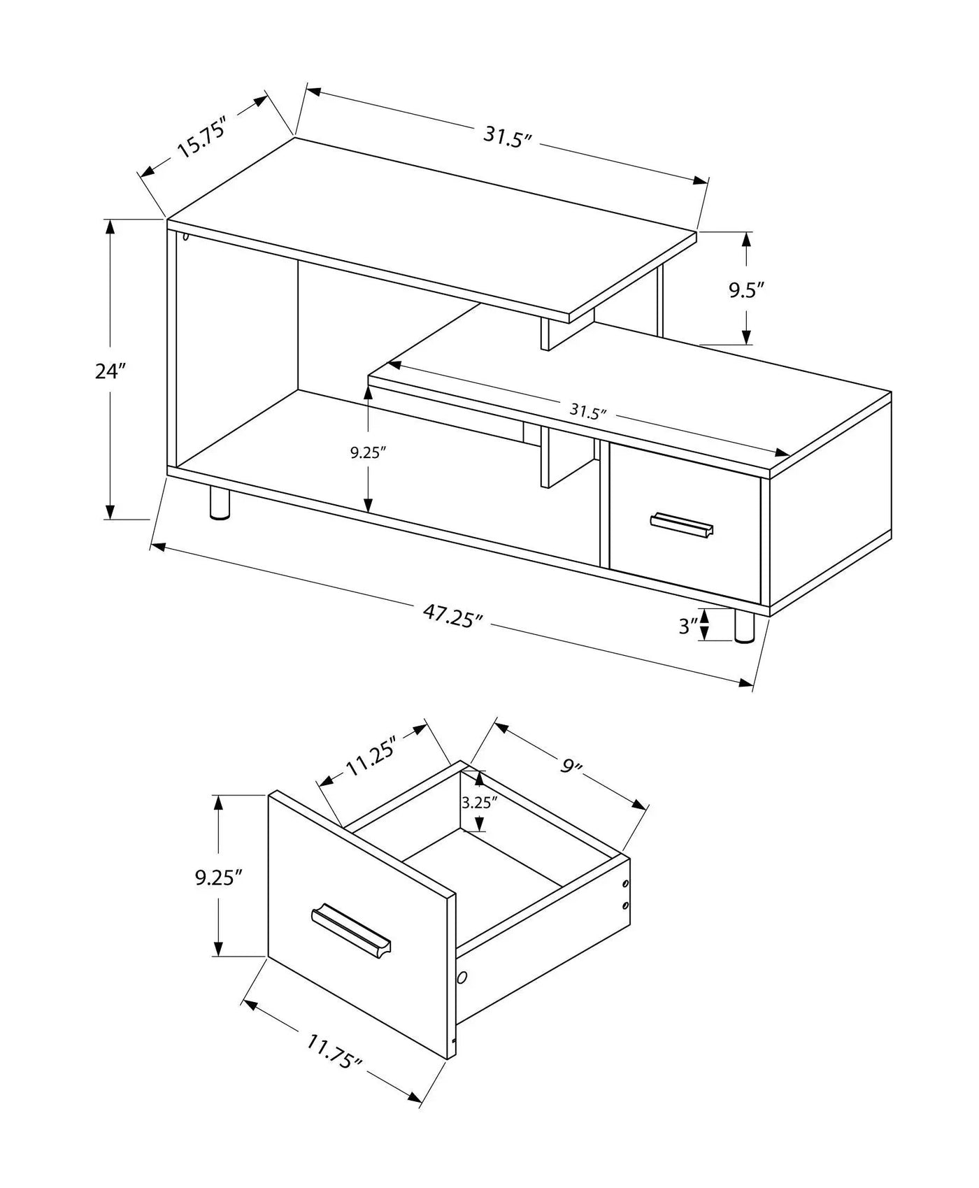 TV Stand, Console, Media Entertainment Center, Storage Drawer, Contemporary by HouseOfZazla