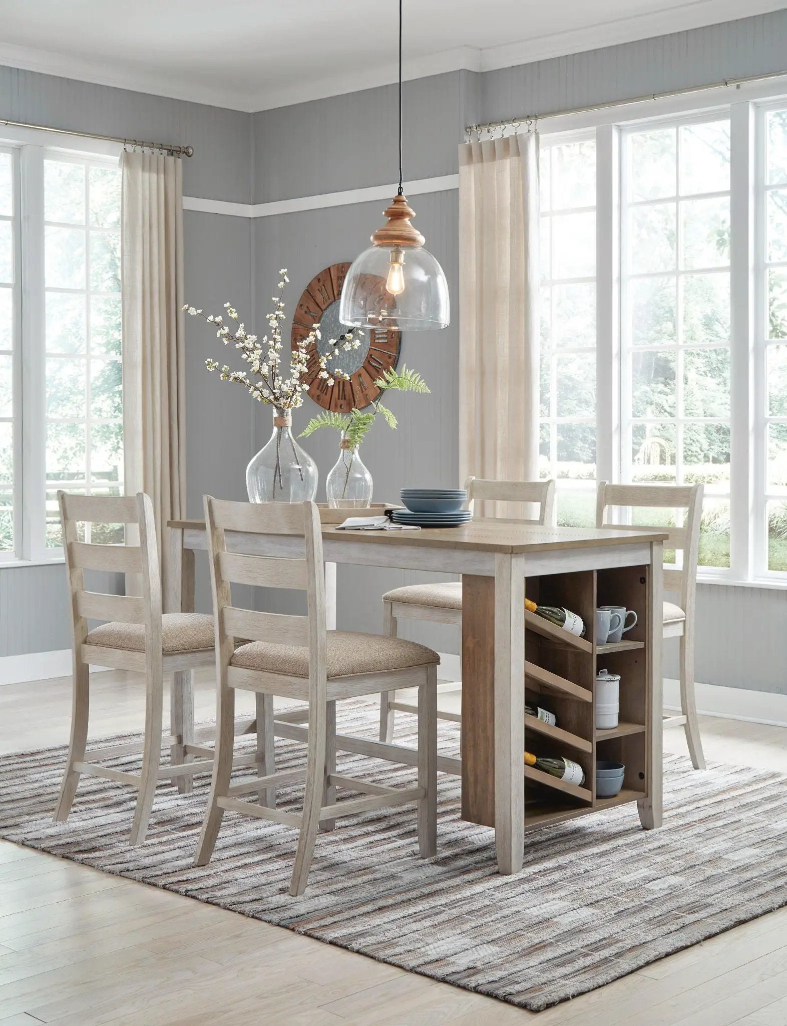 Skempton - Rectangular Counter Table With Storage - White by Unique Piece Furniture