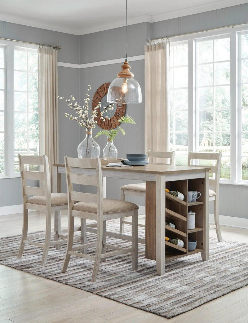 Skempton - Rectangular Counter Table With Storage - White by Unique Piece Furniture