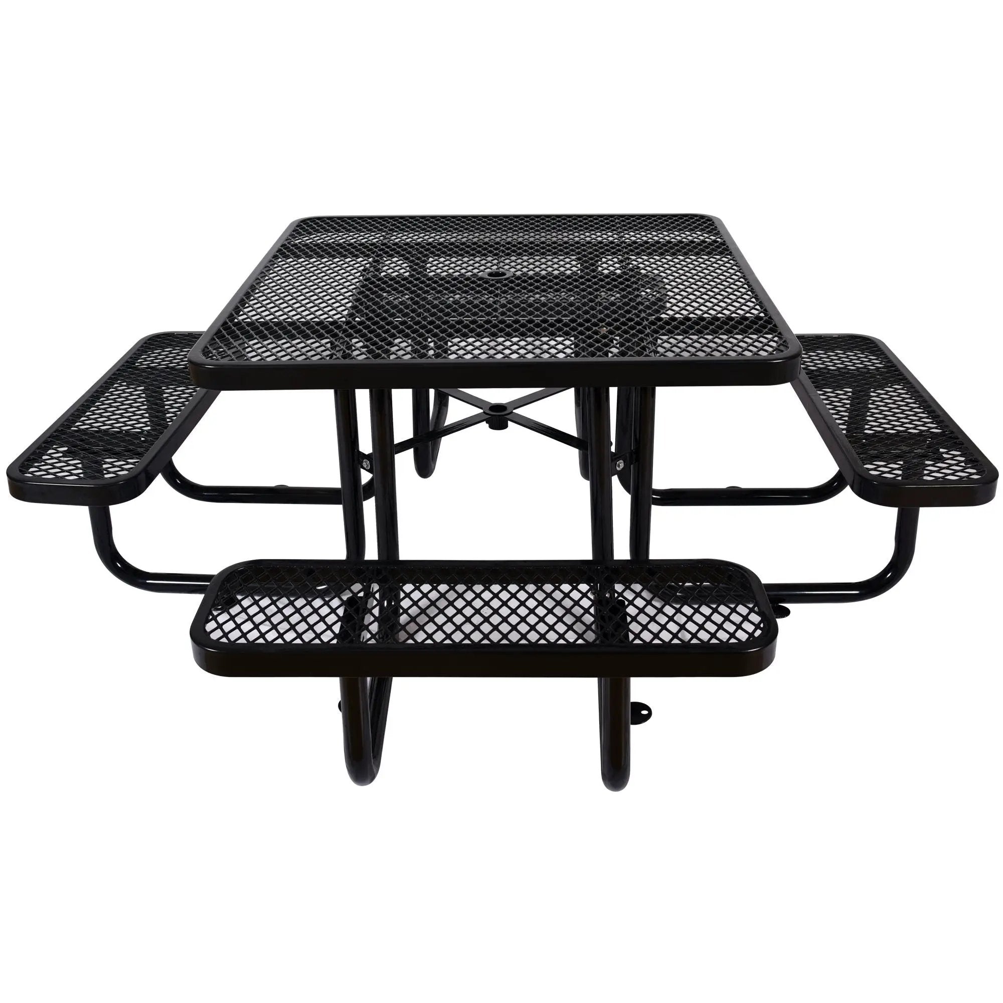 Square Outdoor Steel Picnic Table, With Umbrella Pole by Unique Piece Furniture
