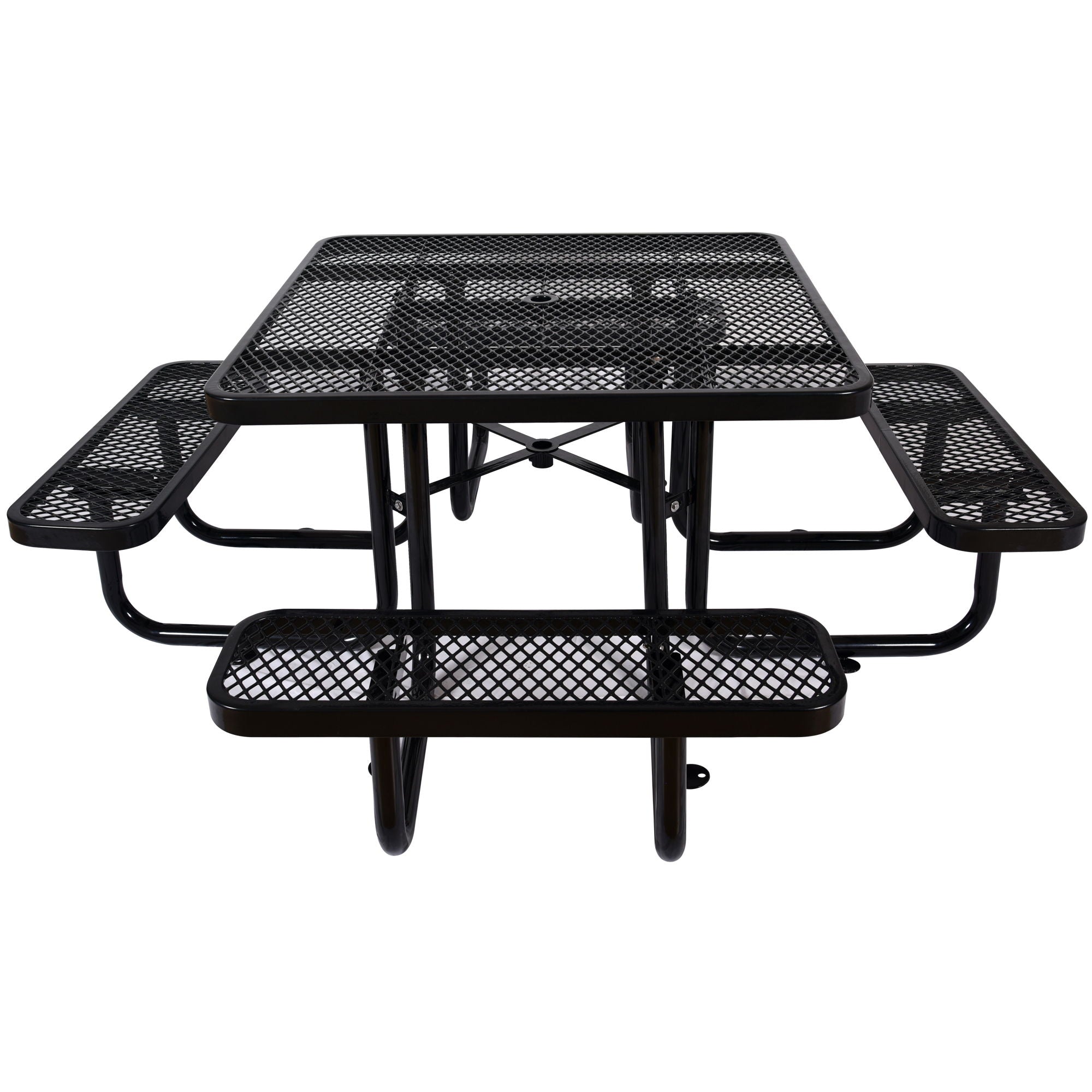 Square Outdoor Steel Picnic Table, With Umbrella Pole by Unique Piece Furniture