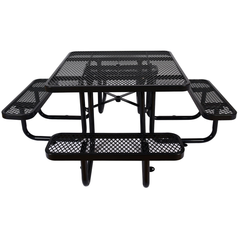Square Outdoor Steel Picnic Table, With Umbrella Pole by Unique Piece Furniture