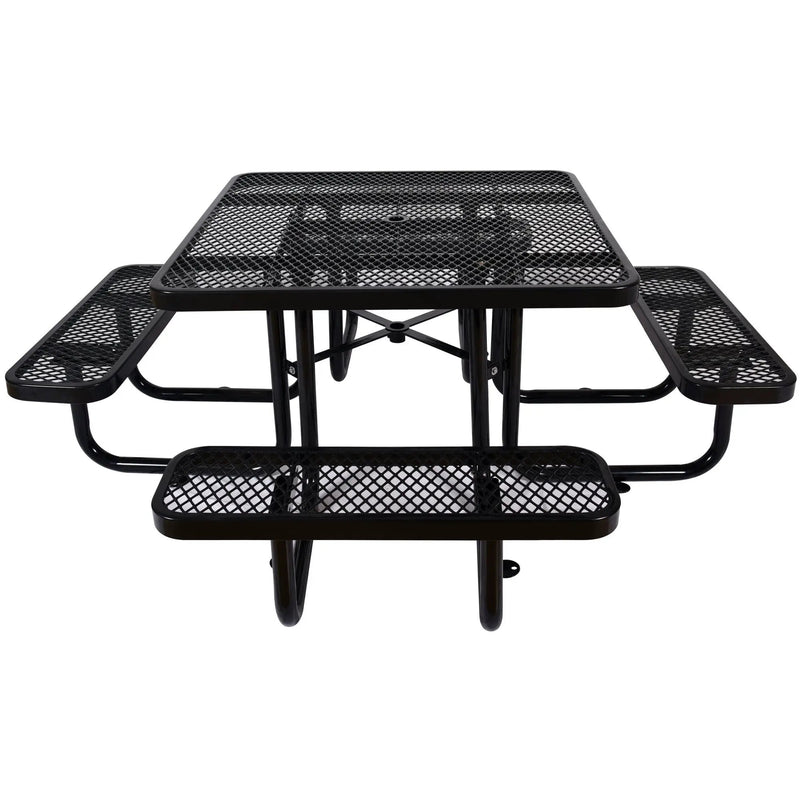 Square Outdoor Steel Picnic Table, With Umbrella Pole by HouseOfZazla