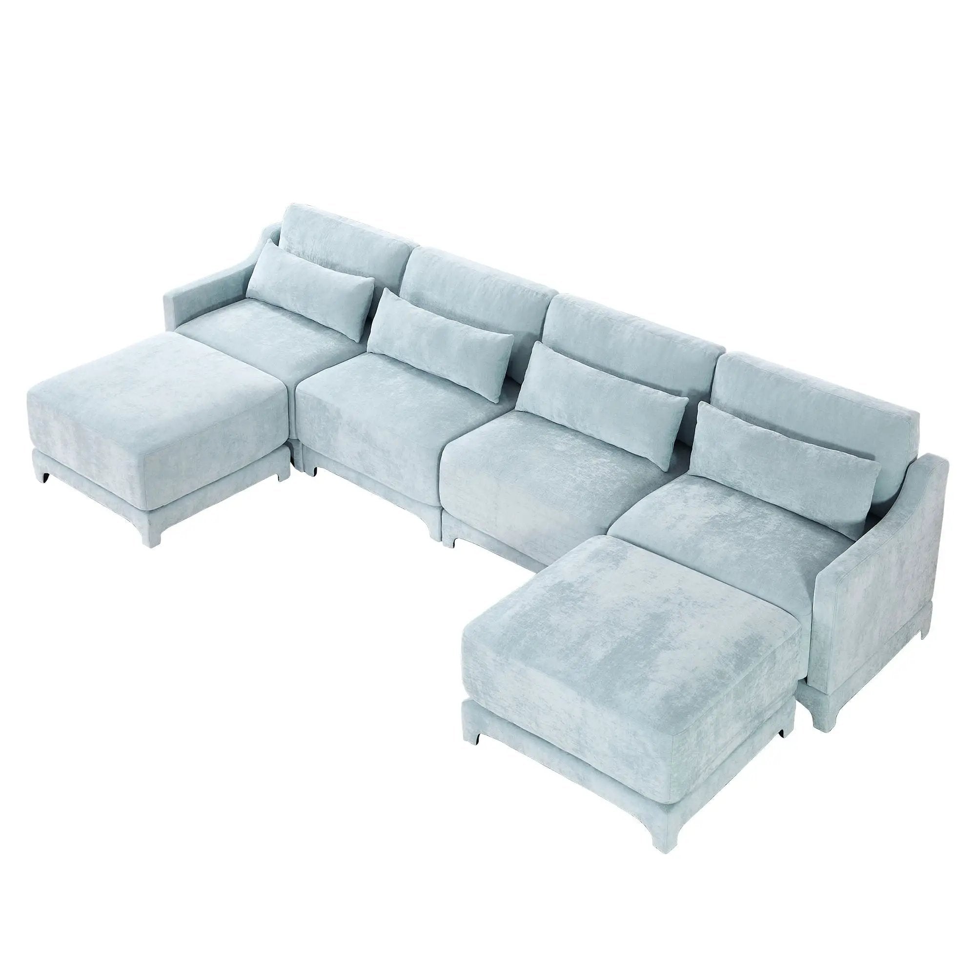 Stylish Sofa With Ottoman And Lumbar Pillows, Ergonomic Design by HouseOfZazla
