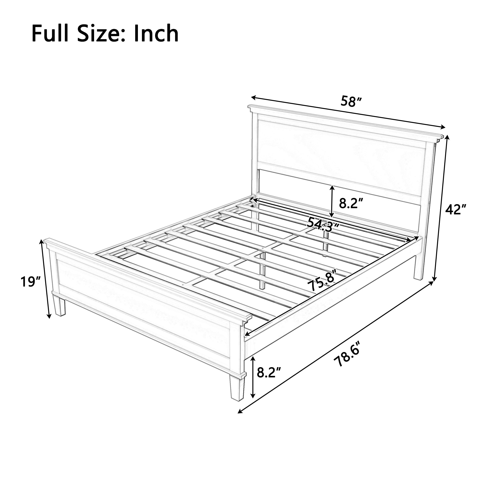 Mid-Century Modern Wood Platform Bed Frame with Headboard by HouseOfZazla