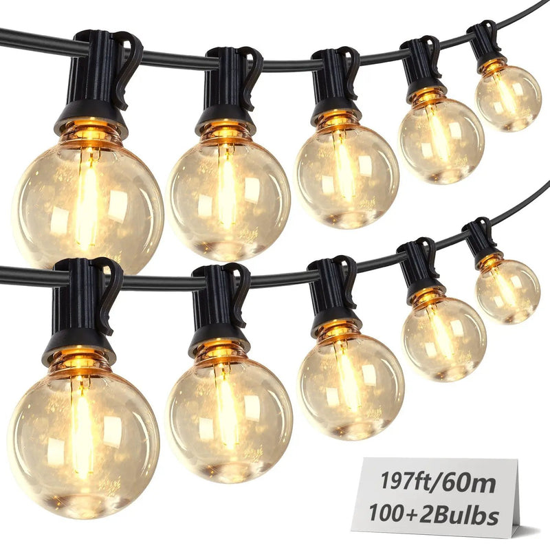 197FT LED Outdoor String Lights with 100 Shatterproof Bulbs by HouseOfZazla