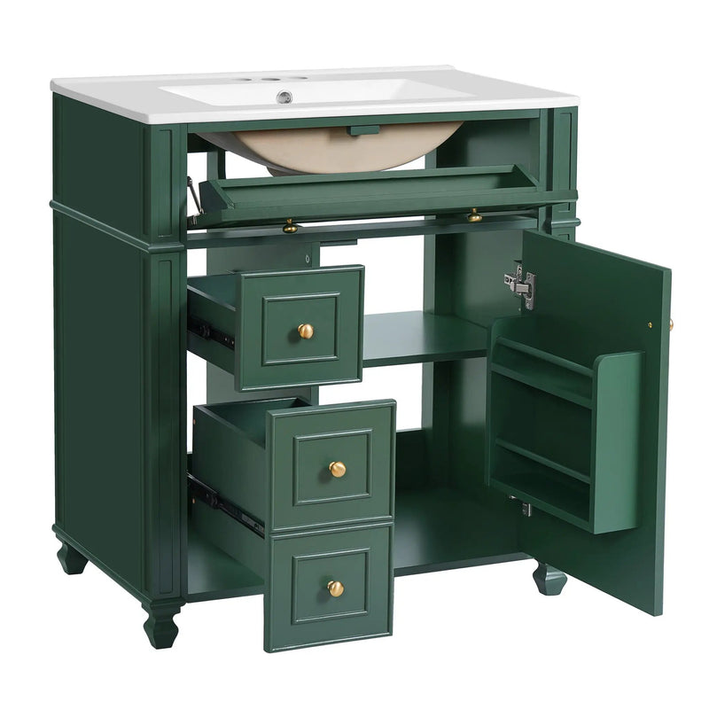 Bathroom Vanity Cabinet With Sink, Soft Close Doors With Door Organizer by Unique Piece Furniture