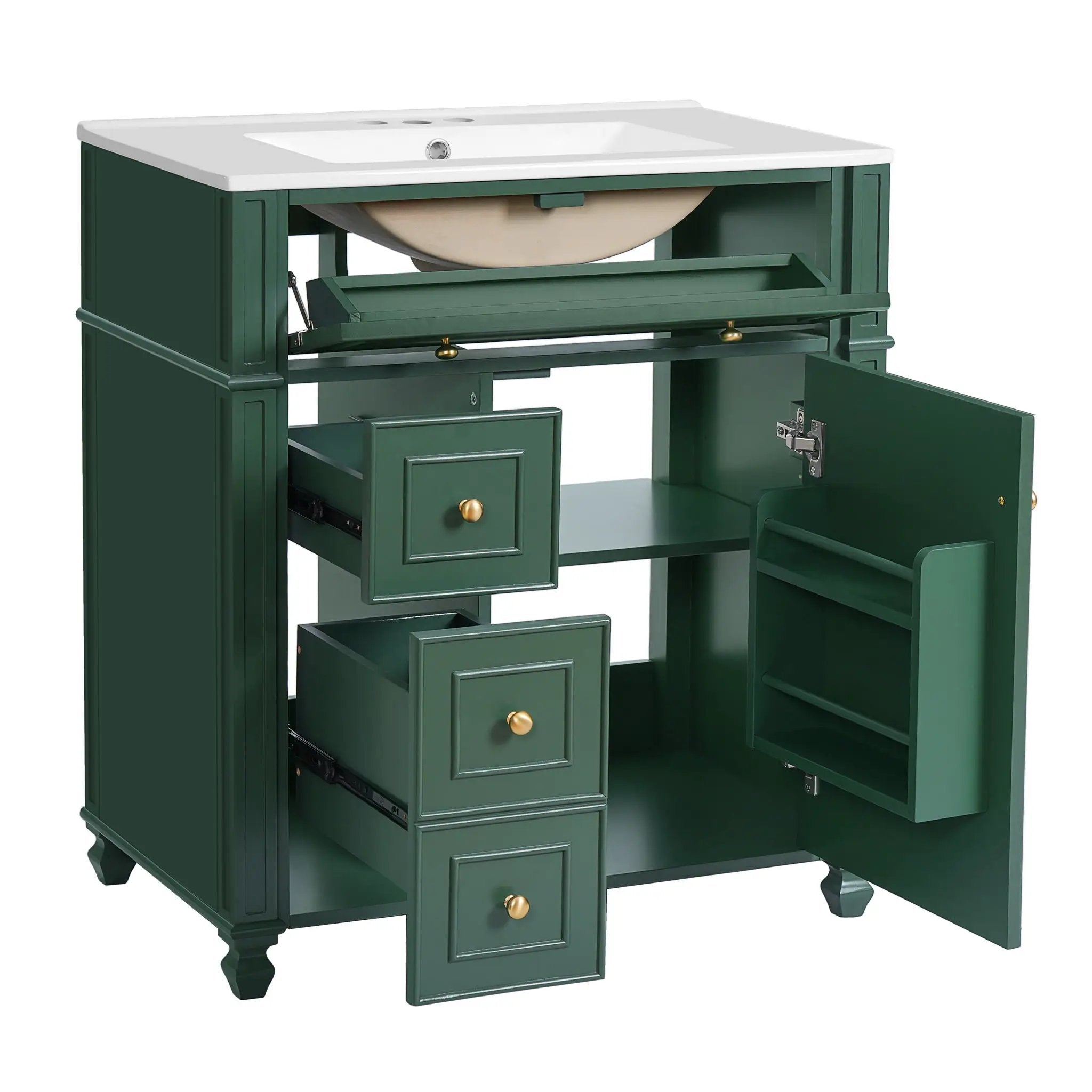 Bathroom Vanity Cabinet With Sink, Soft Close Doors With Door Organizer by HouseOfZazla