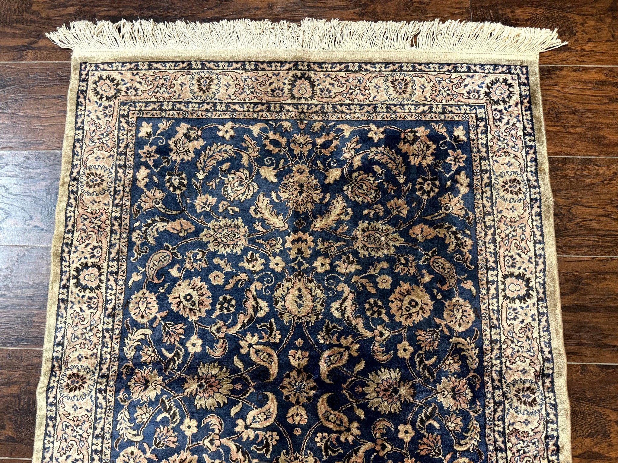 Vintage Art Silk Rug 3x4, Traditional Oriental Persian Design Rug, Belgium Power Loomed Rug, Navy Blue by Jewel Rugs