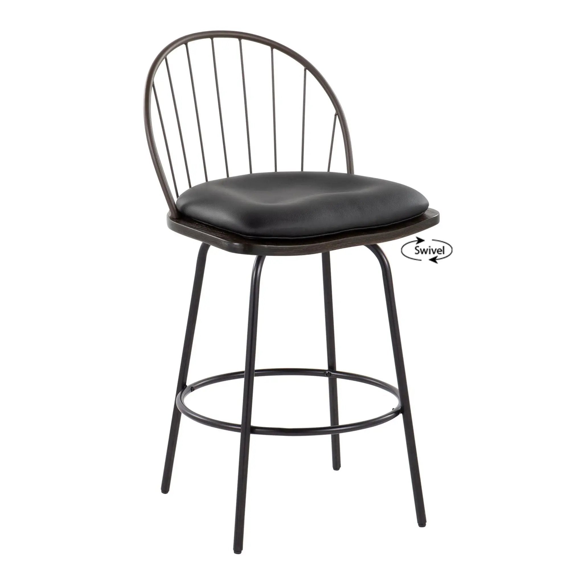 Riley - Claire Farmhouse Fixed Height Counter Stool With Swivel With Round Footrest (Set of 2) by Unique Piece Furniture