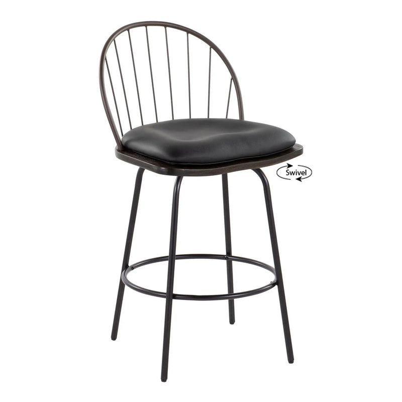 Riley - Claire Farmhouse Fixed Height Counter Stool With Swivel With Round Footrest (Set of 2) by Unique Piece Furniture