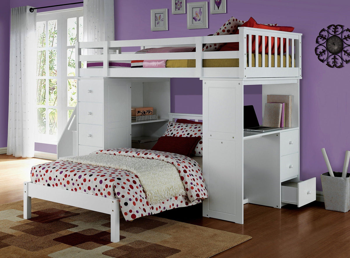Freya Twin Loft Bed with Storage - White, photo 3 of 4