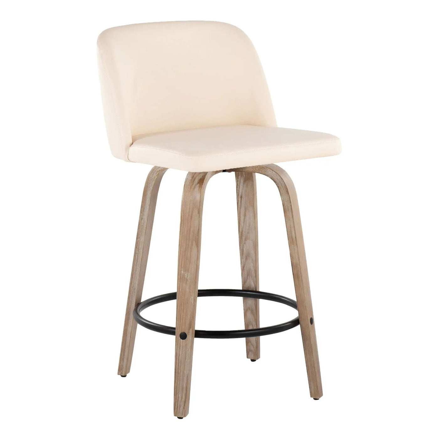 Toriano - Contemporary Fixed-Height Counter Stool & Swivel With Round Footrest (Set of 2) by HouseOfZazla