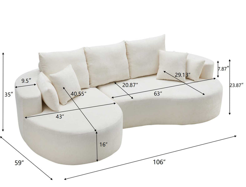 106 in. 2-Piece Fabric Cloud Curved Sectional Chenille Sofa with Chaise by HouseOfZazla