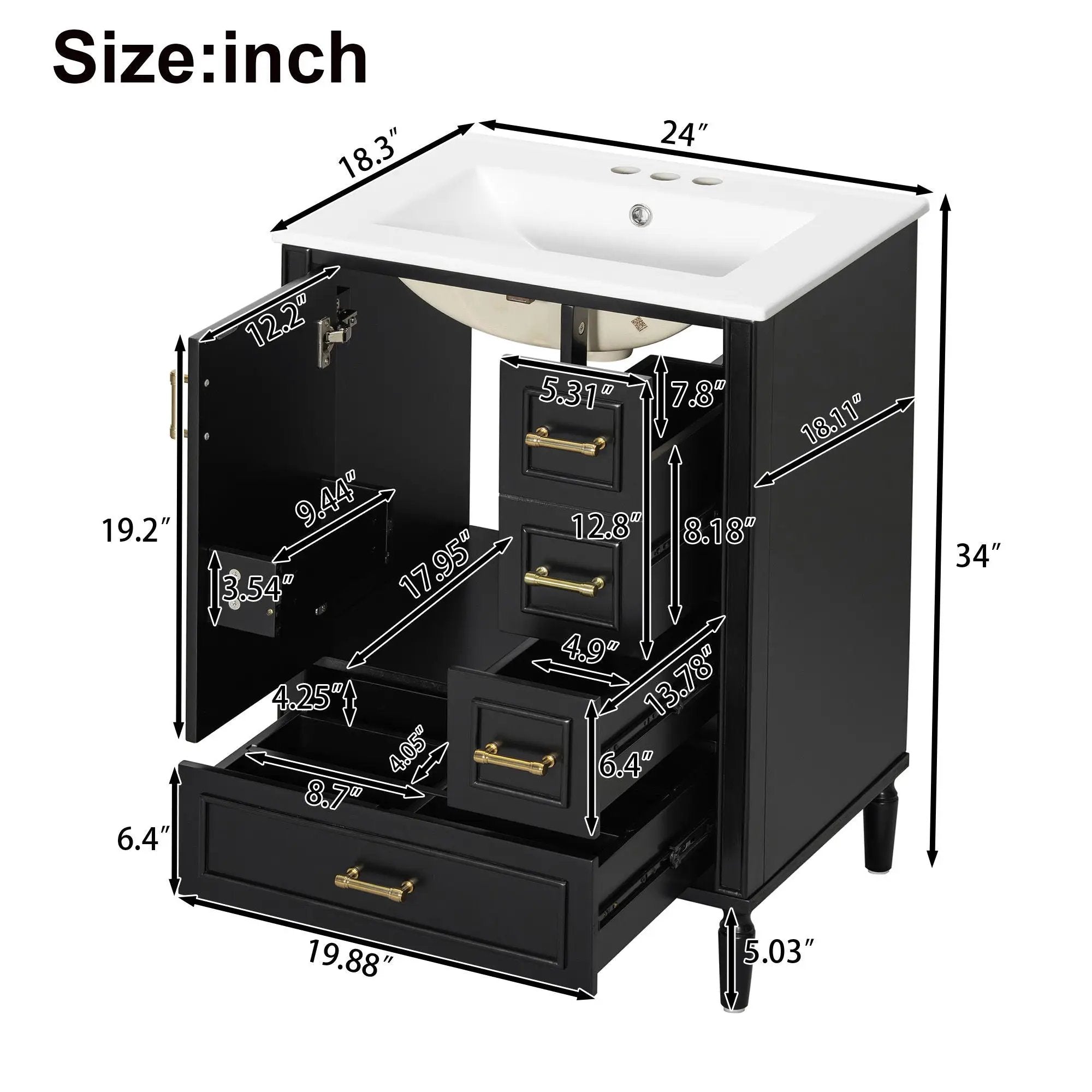 Traditional Bathroom Vanity Set With Soft Close Doors