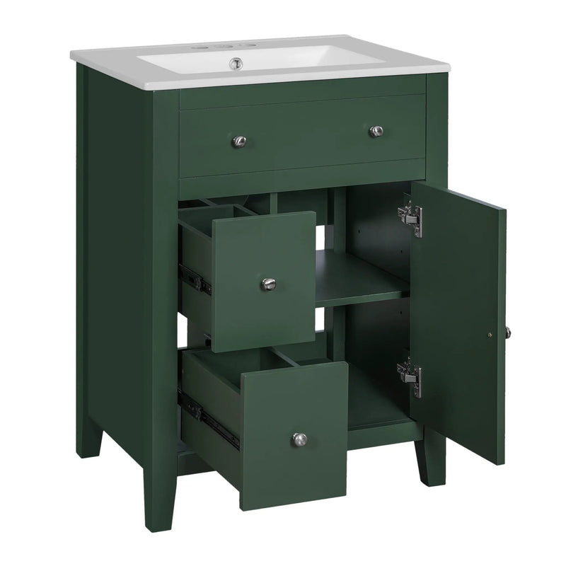 Bathroom Vanity With Basin, Rectangular Cabinet With 2 Drawers And Soft Closing Door by Unique Piece Furniture