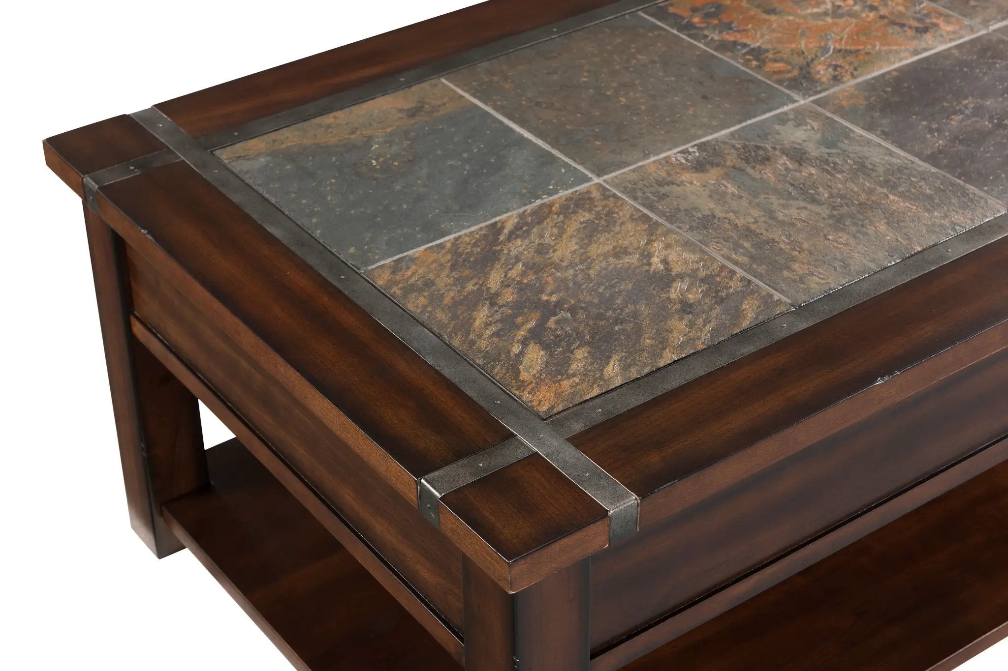 Roanoke - Rectangular Lift Top Cocktail Table (With Casters) - Cherry And Slate by Unique Piece Furniture