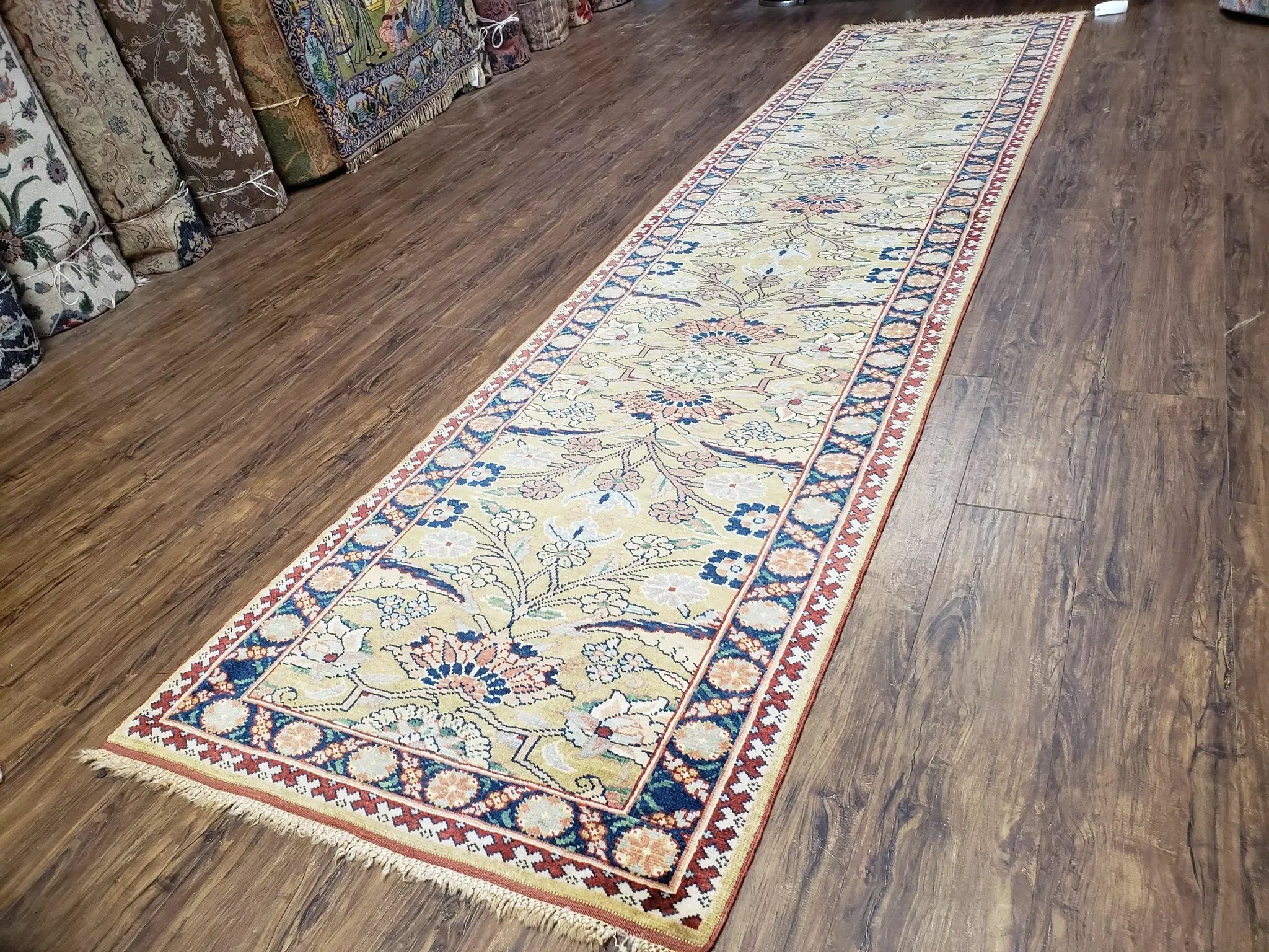 Hallway Runner Rug, Kitchen Runner, Sultanabad Hand Knotted Rug, Farmhouse Rug, 1950s Rug, Mahal Rug, Turkish Rug, Long Runner, Yellow by Jewel Rugs