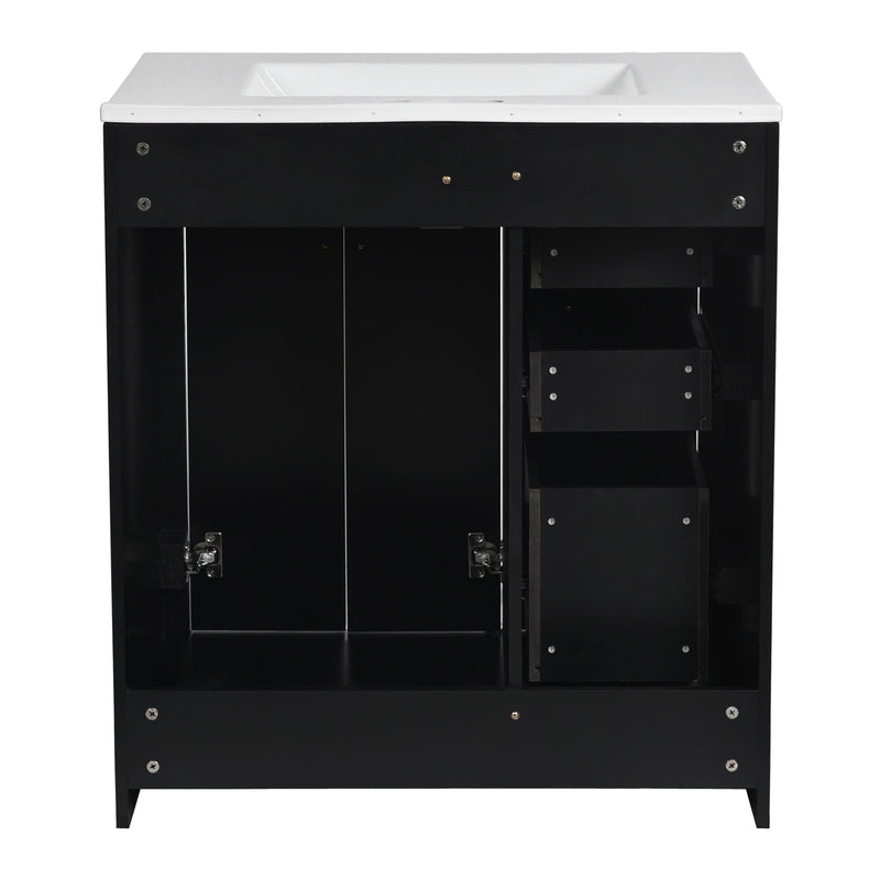 Ceramic Sink Combo, Freestanding Vanity Set With 3 Drawers & Soft Closing Doors by HouseOfZazla