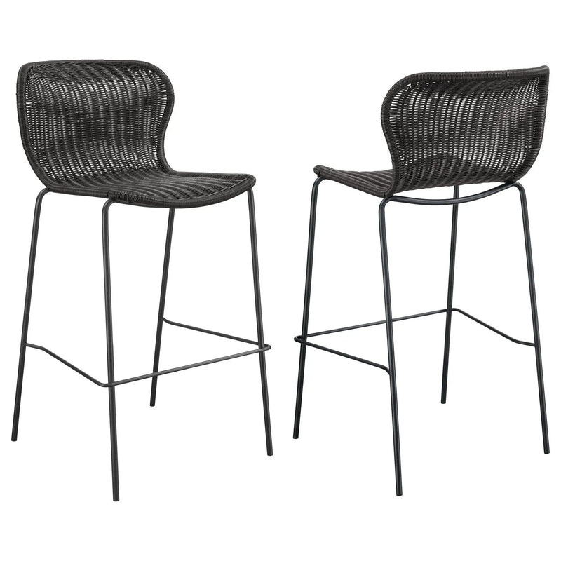 Mckinley Faux Rattan Metal Bar Chair Brown (Set of 2) by Unique Piece Furniture