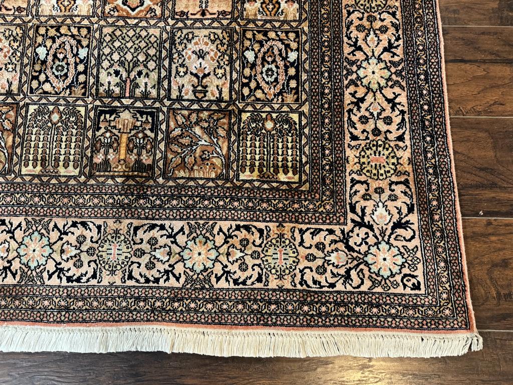Indian Kashmiri Silk Rug 4x6, Panel Design, Multicolor, Fine by Jewel Rugs