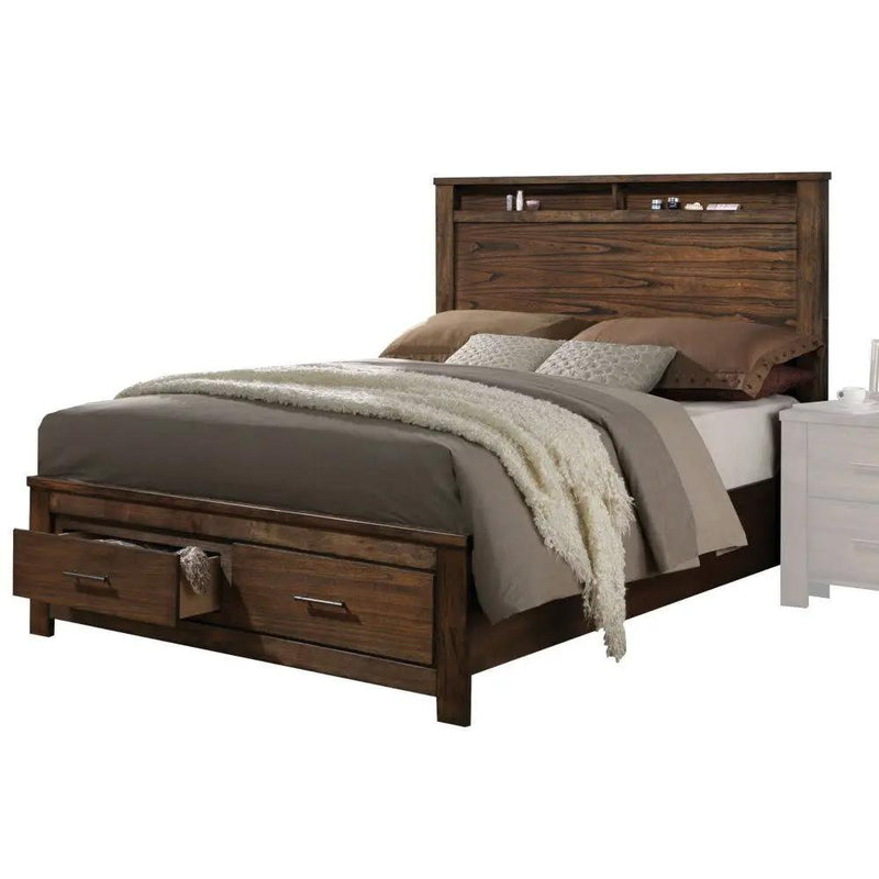 Merrilee Eastern King Bed With Storage - Oak by HouseOfZazla