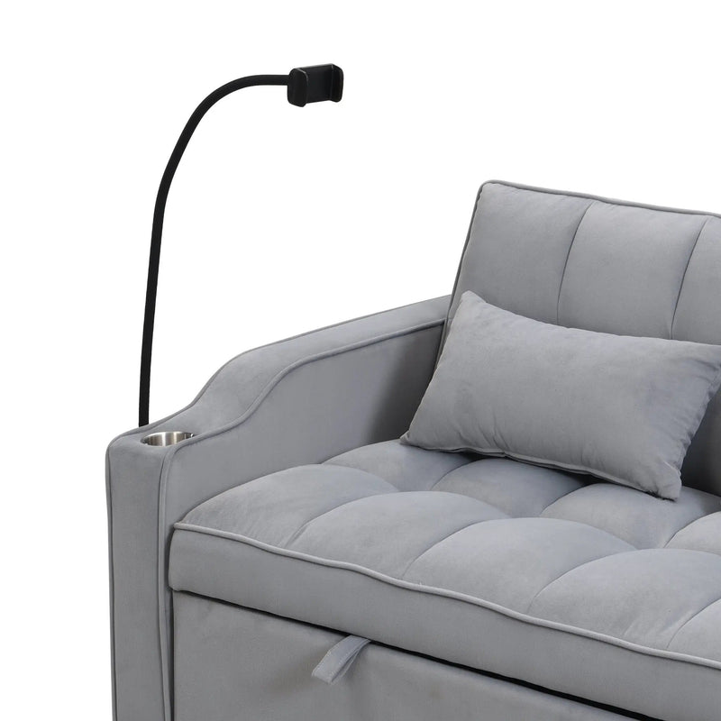 Modern Velvet Loveseat Futon Sofa Couch with Pullout Bed by HouseOfZazla