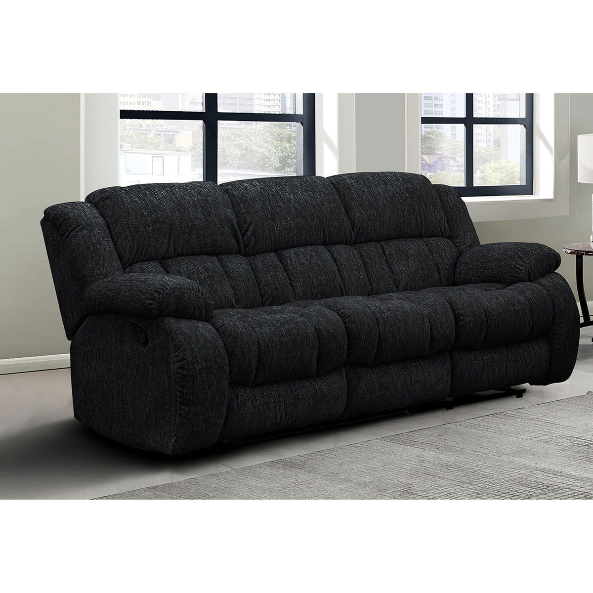 Modern Reclining Sofa with Channel Back Support - Gray or Black, photo 12 of 12