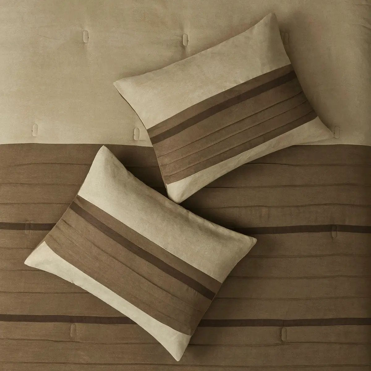 7 PC Faux Suede Comforter Set Natural King by HouseOfZazla