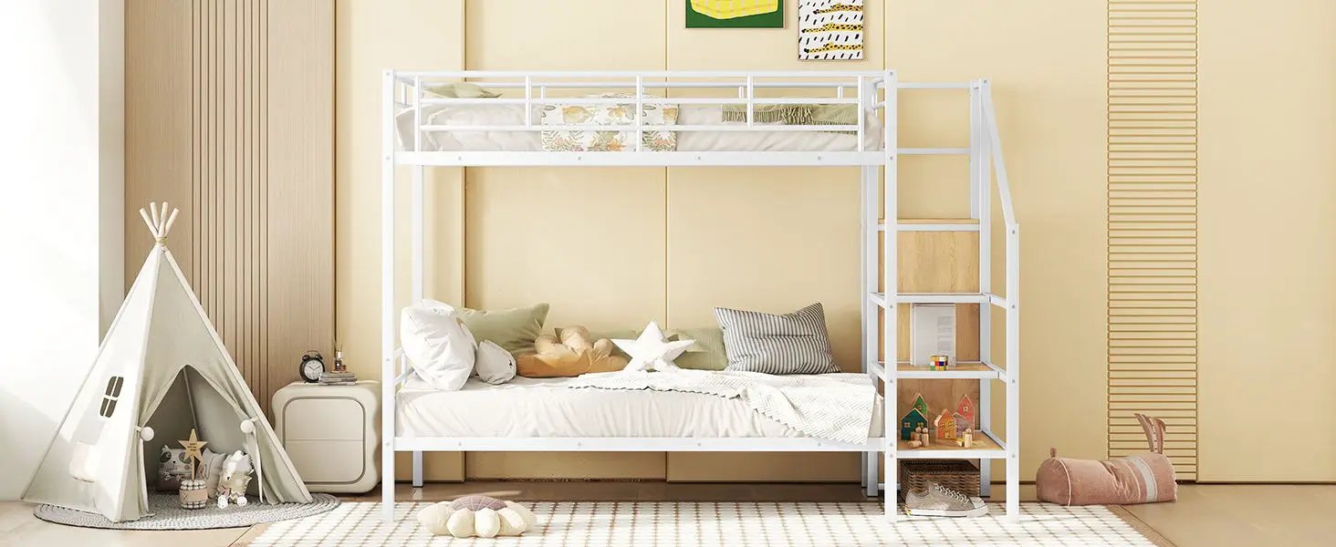 Bunk Bed With Lateral Storage Ladder And Wardrobe by HouseOfZazla