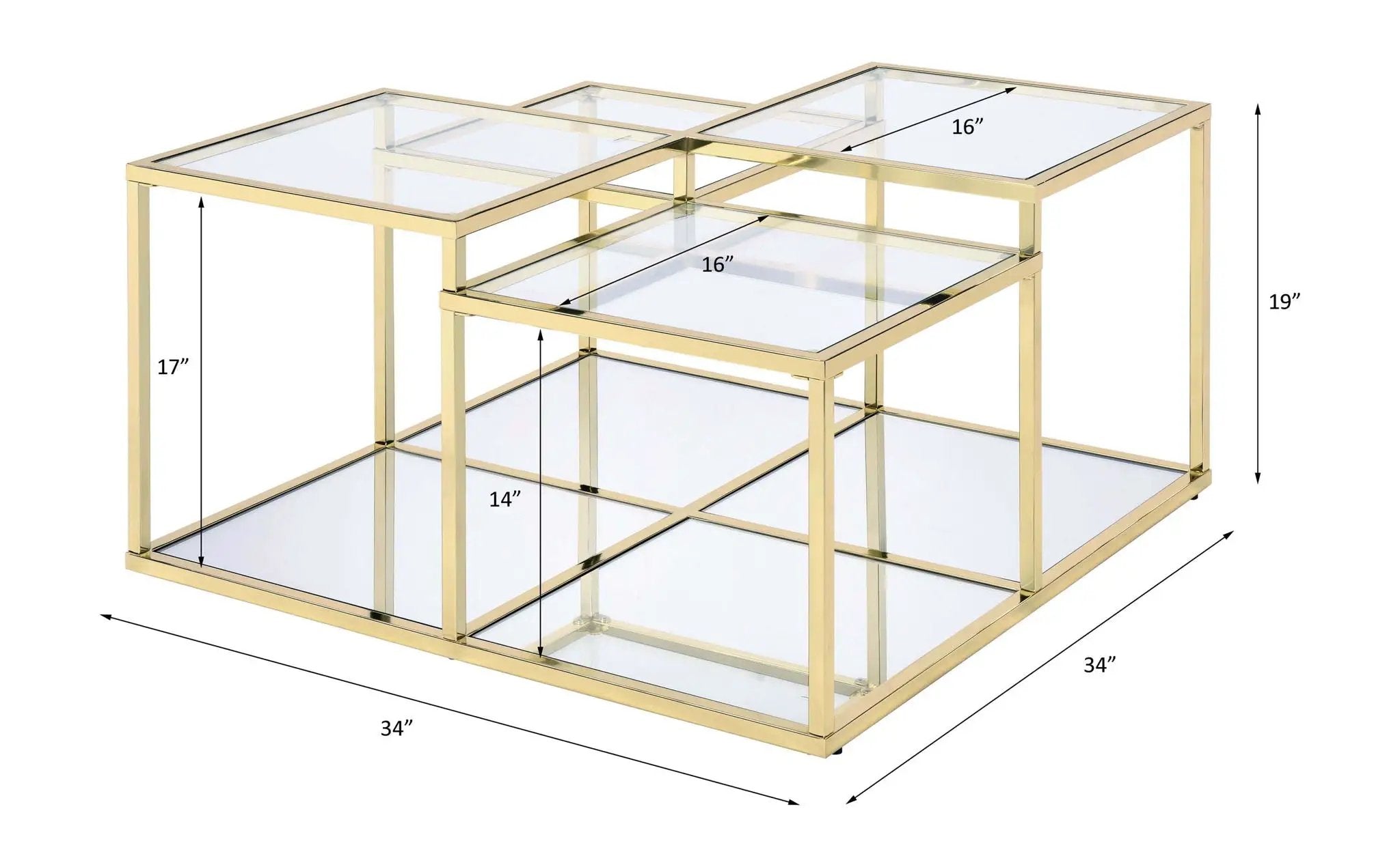 Uchenna - Coffee Table - Clear Glass & Gold by Unique Piece Furniture