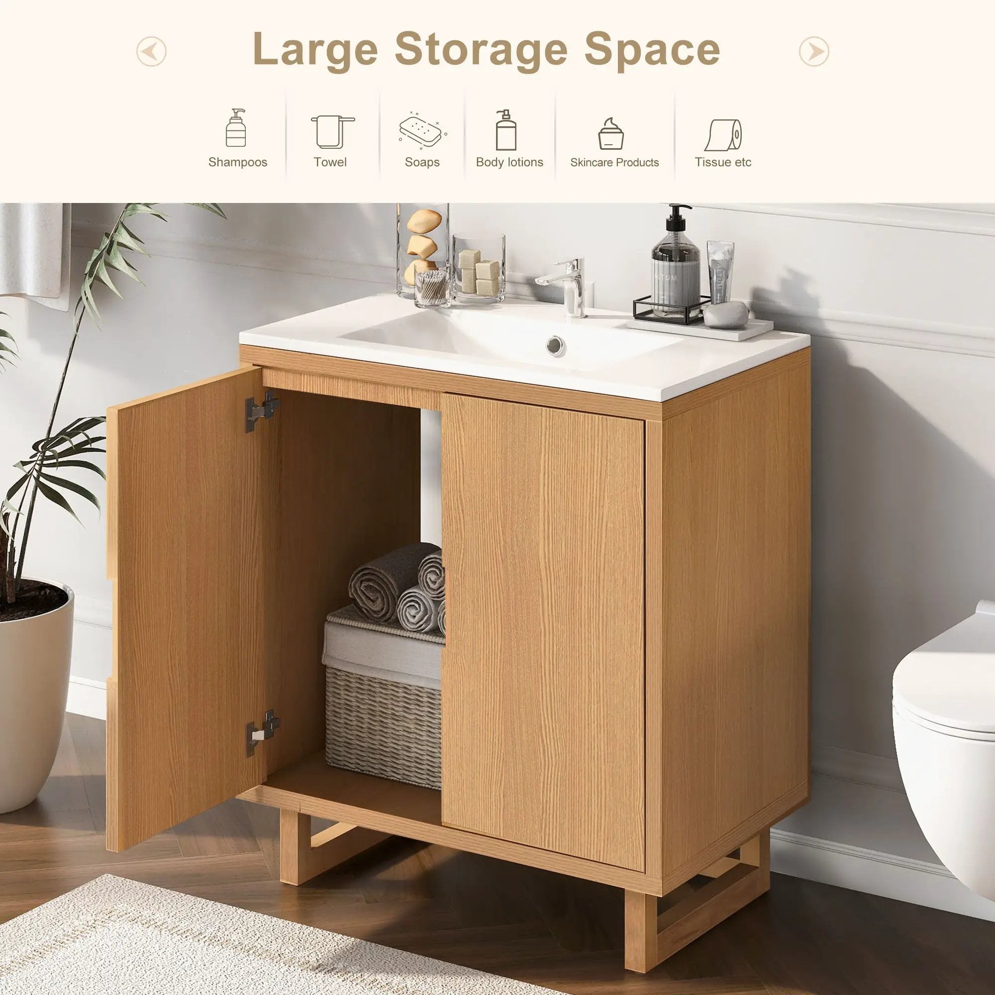 Bathroom Vanity Set With Sink, Combo Cabinet, Bathroom Storage Cabinet, Solid Wood Frame by HouseOfZazla