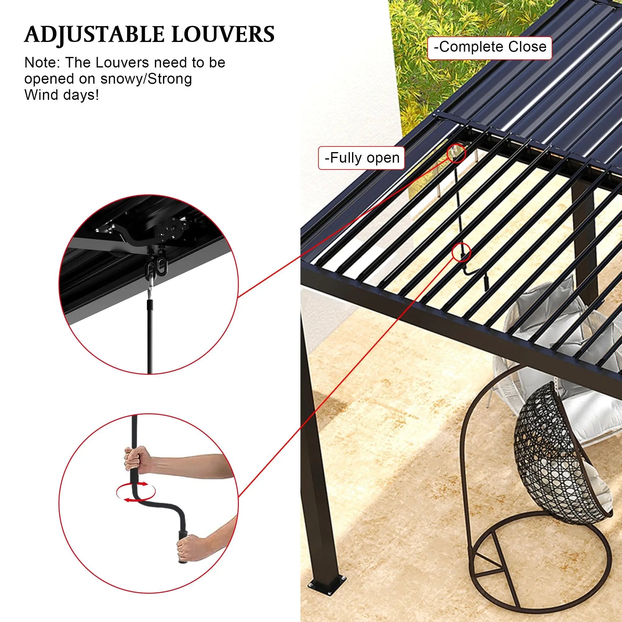 8610J Louver Pergola 10x19ft Aluminum Frame & Louvers by HouseOfZazla
