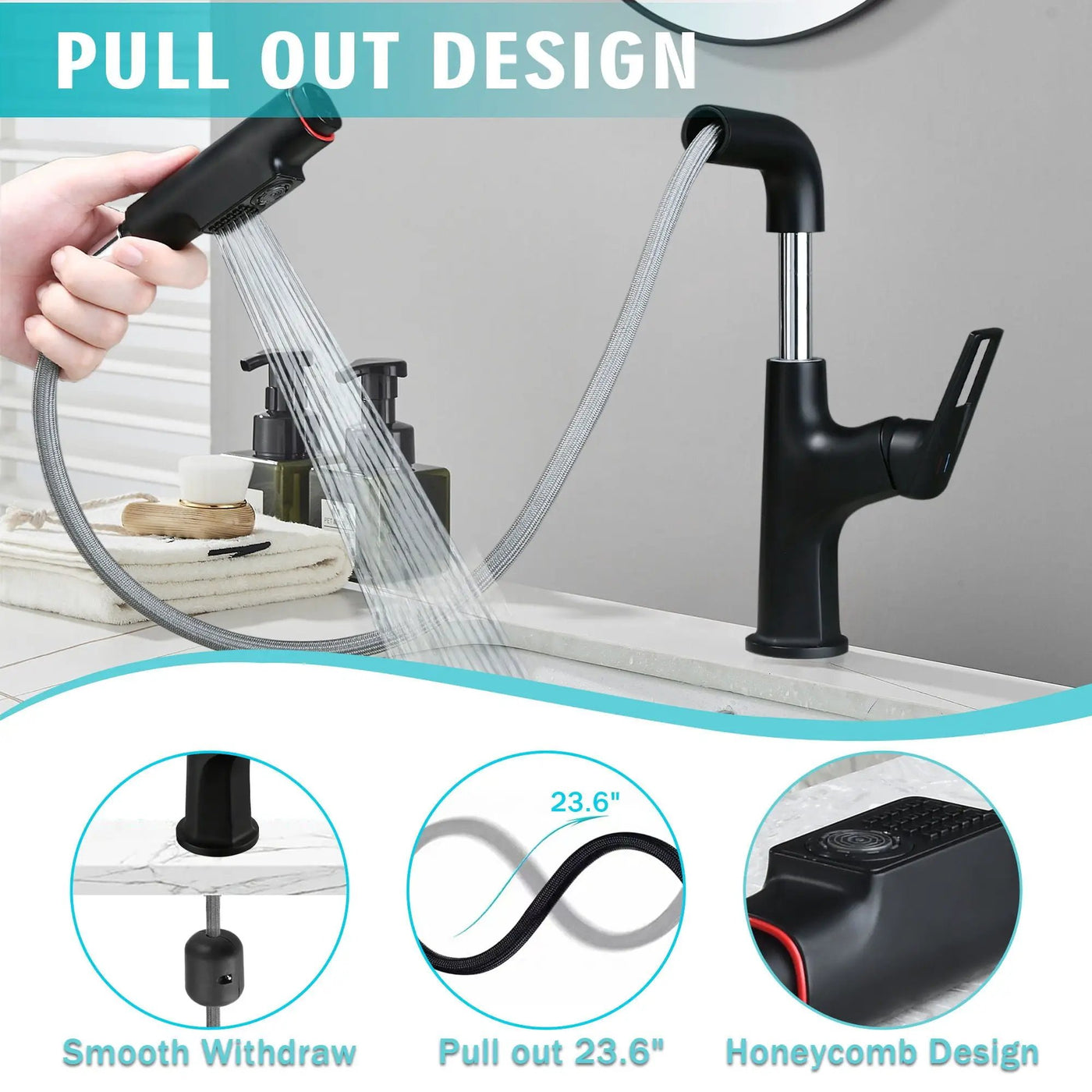 Pull Down Vessel Faucet With Lift Spout & Dual Spray Modes by HouseOfZazla