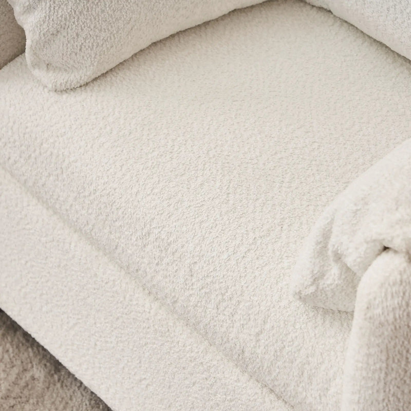 Fixed Modern Accent Chair Single Seater Plush Chenille Lounge Chair With High Resilience Cushion - Ivory White by HouseOfZazla