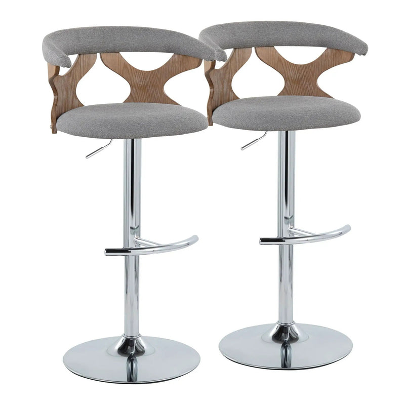 Gardenia - Contemporary Adjustable Barstool With Swivel / Rounded T Footrest (Set of 2) by Unique Piece Furniture