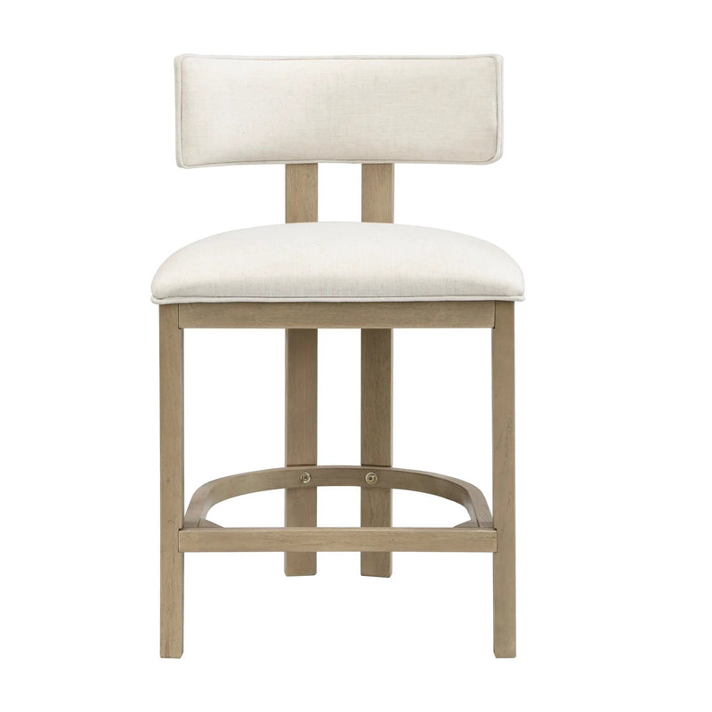 26" Counter Height Bar Stool, Upholstered Counter Stools (Set of 2) - Light Ash + Beige by HouseOfZazla