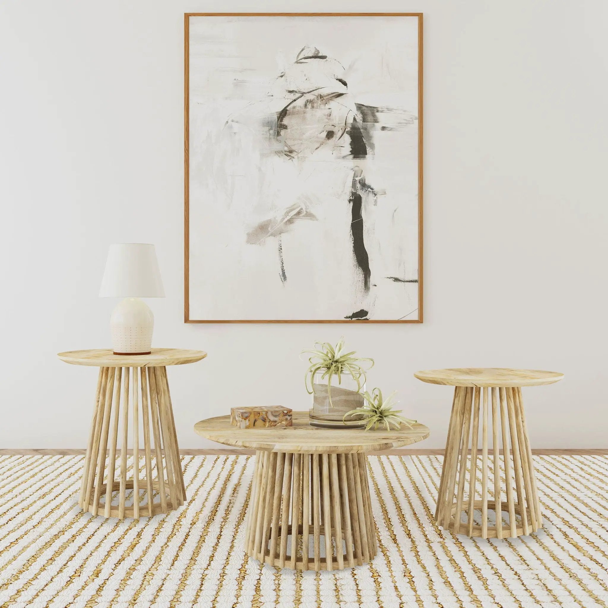 Touhy 3-piece Round Coffee and End Table Set Natural Mango by Unique Piece Furniture