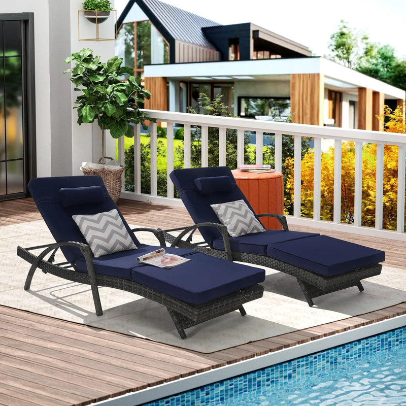 Outdoor Wicker Reclining Chair Set of 2 with Cushions by HouseOfZazla