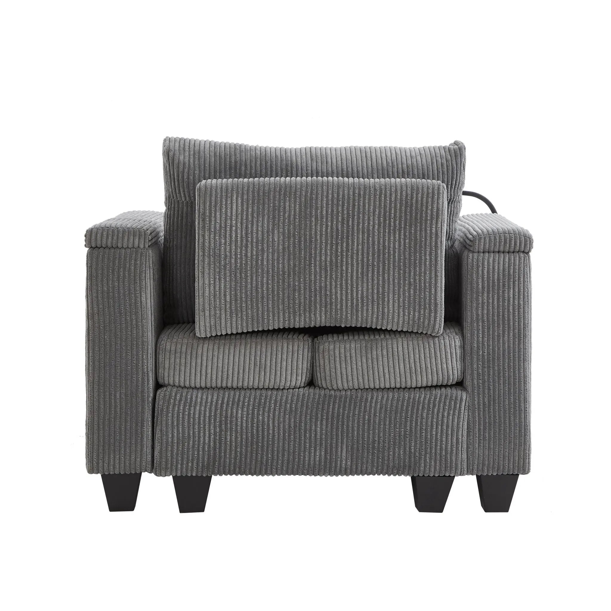 Convertible Chaise Lounge Sofa Chair With USB Ports, Cup Holders, Phone Holder And Storage by HouseOfZazla