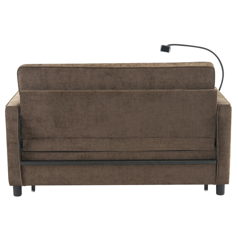 Pull-Out Sleeper Sofa With Reversible Backrest Cushion, Side Pockets, 2 USB Ports And A Phone Holder For Living Room by HouseOfZazla